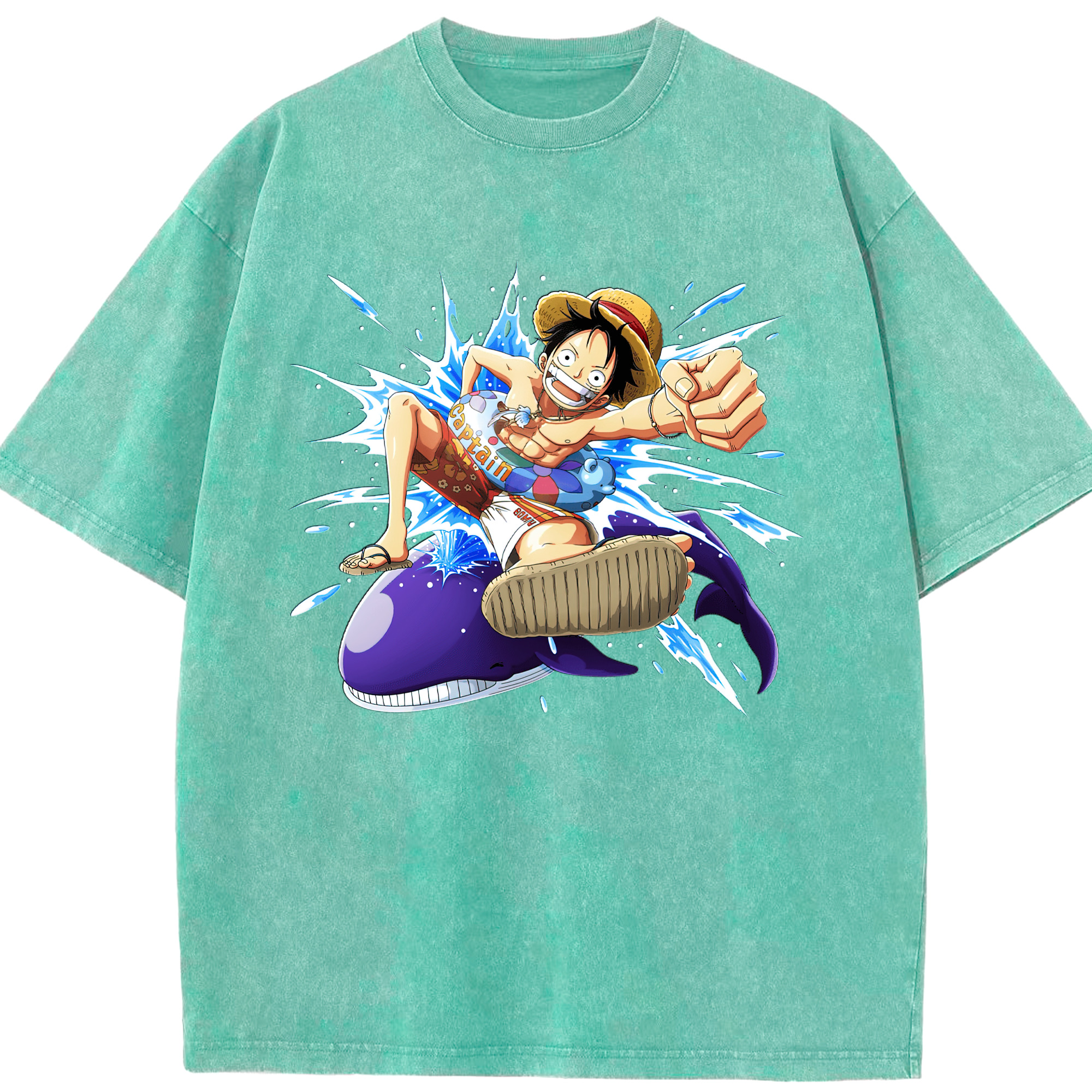 ワンピース モンキー・D・ルフィ ONE PIECE Monkey D. Luffy 綿100% ヴィンテージ風 半袖Tシャツ（フロントプリント）